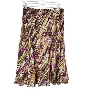 Womans Cato Printed Skirt Brown & Pink Geometric Pattern Plus Size 14/16W